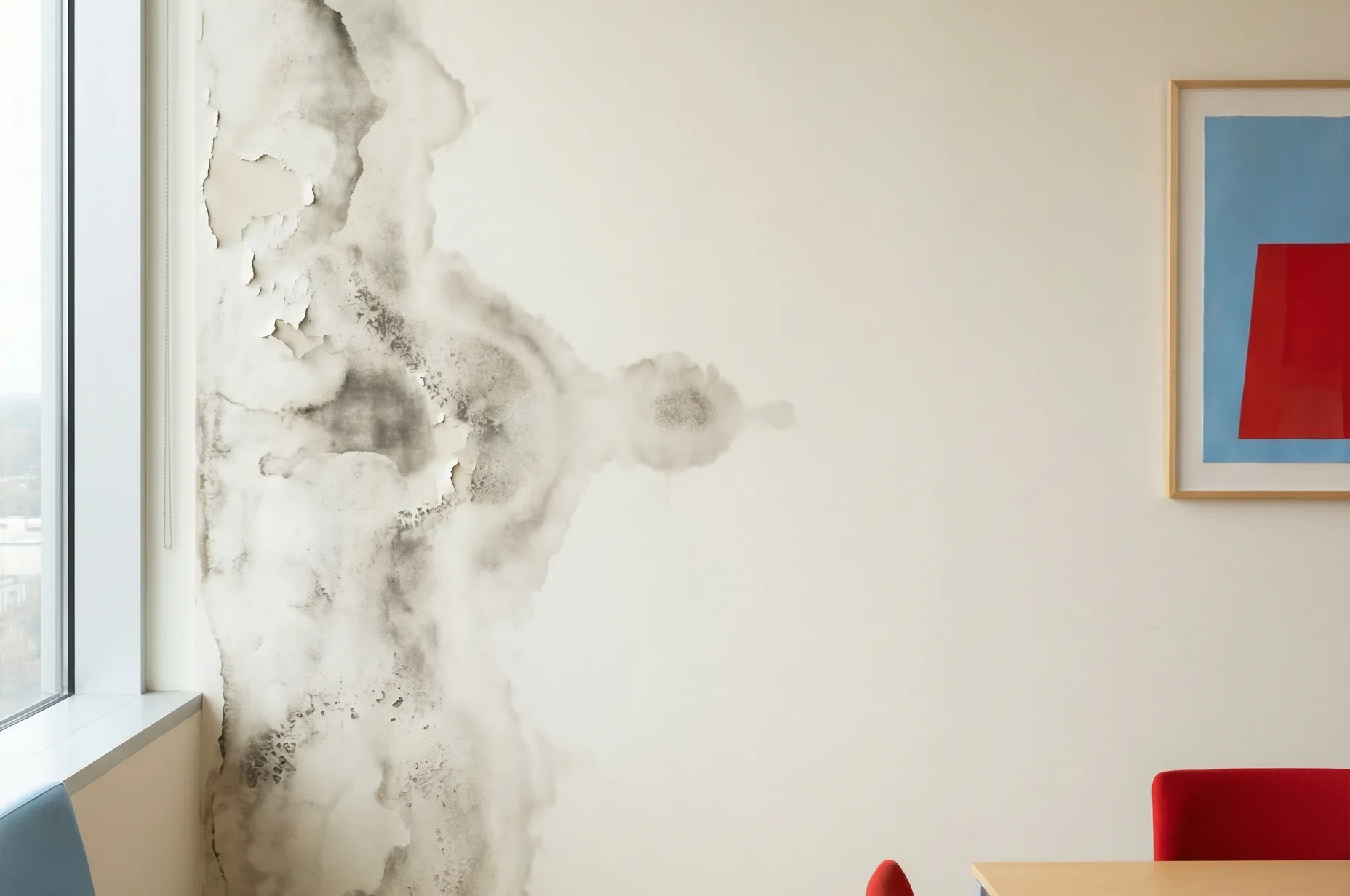 Pared dañada por filtraciones de agua